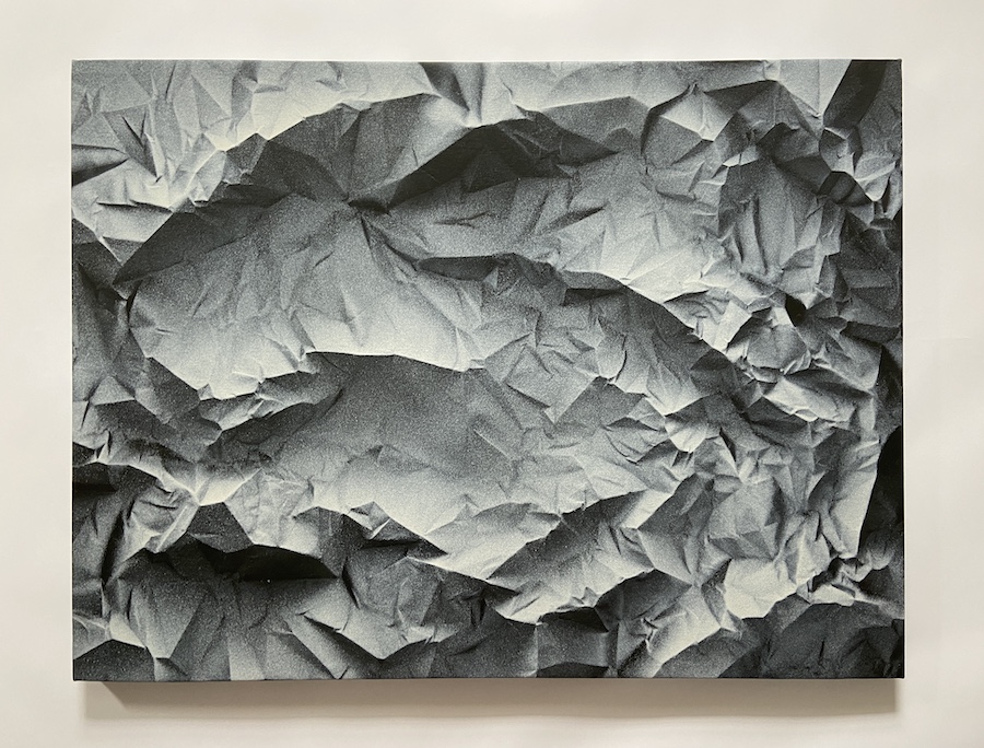 contemporary fine art acrylic painting of a crumpled surface by saatchiart artist Christian Dodd