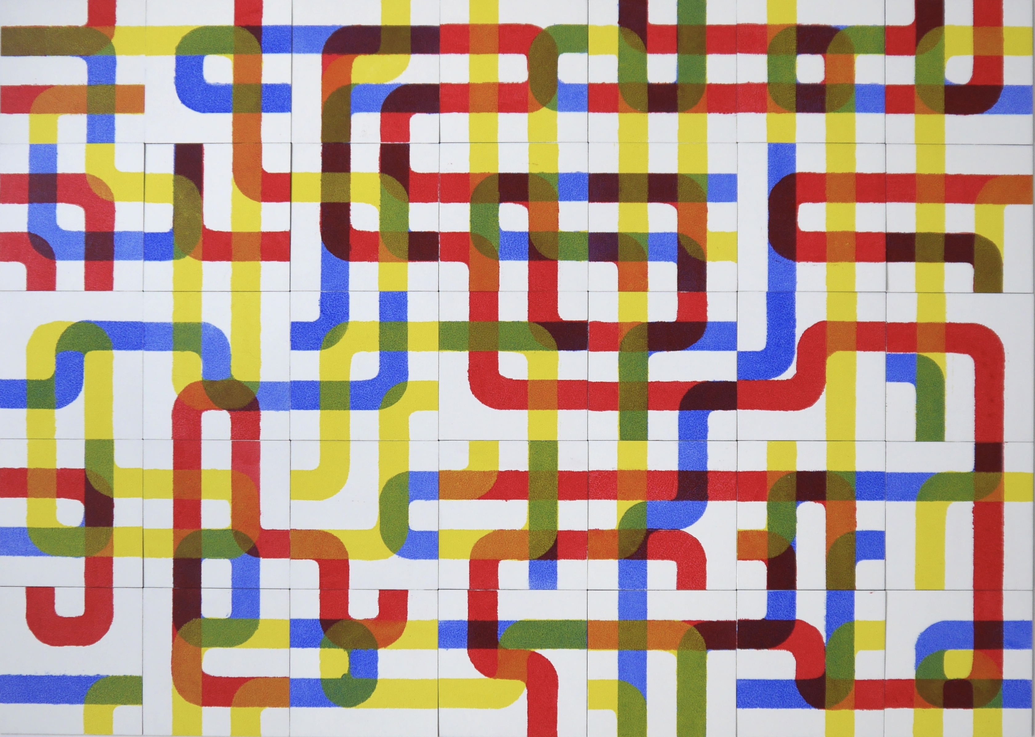 contemporary art multi panel oil painting in red called FORGETYOU by artist Christian Dodd inspired by slide puzzle