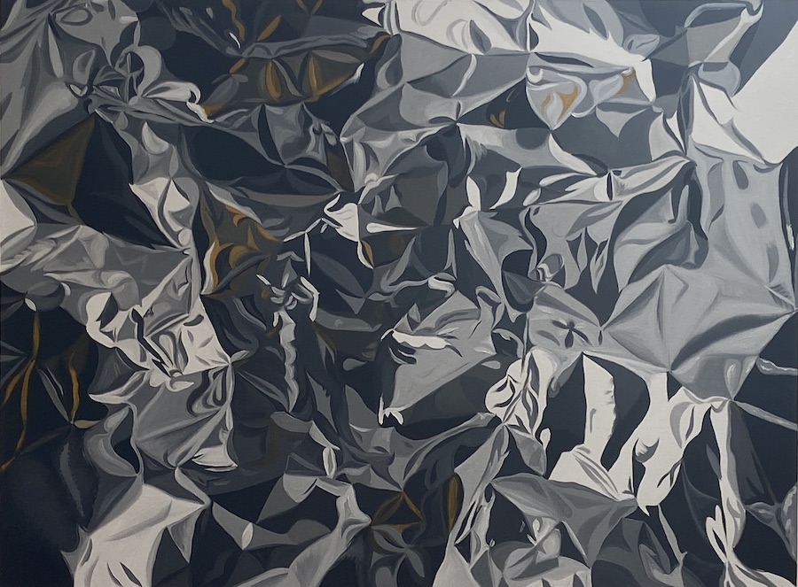 contemporary fine art oil painting of a crumpled surface by saatchiart artist Christian Dodd