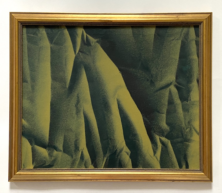 contemporary fine art acrylic painting of a folded rippled green surface by saatchiart artist Christian Dodd