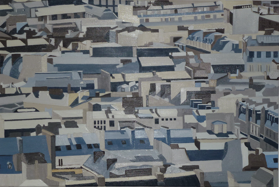 contemporary fine art oil painting of the rooftops of Paris as seen from Sacre Couer by saatchiart artist Christian Dodd