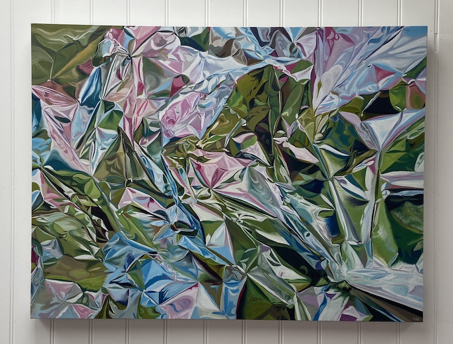 contemporary fine art oil painting of a crumpled surface by saatchiart artist Christian Dodd