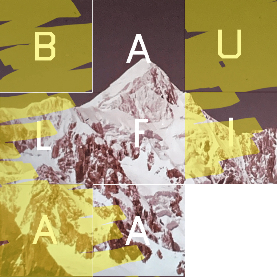interactive contemporary fine art digital collage slide puzzle of mountain and letters called Abulafia by saatchiart artist Christian Dodd inspired by Ed Ruscha, slide puzzles, esoterica and Qabbalah