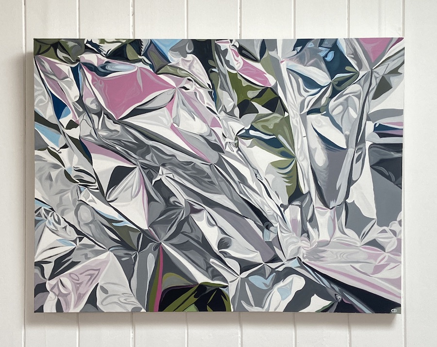 contemporary fine art oil painting of a crumpled surface by saatchiart artist Christian Dodd