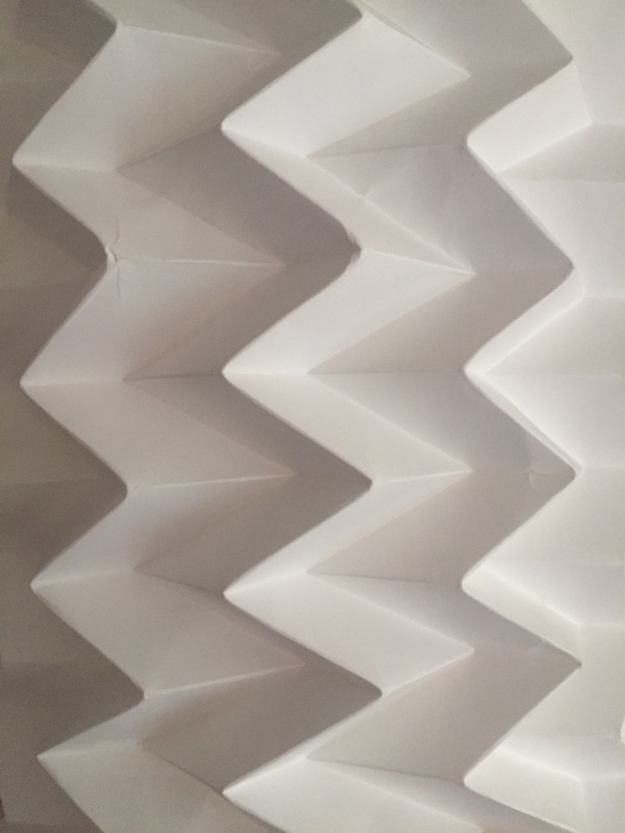 contemporary fine art sculpture of a folded zig zag paper surface by saatchiart artist Christian Dodd